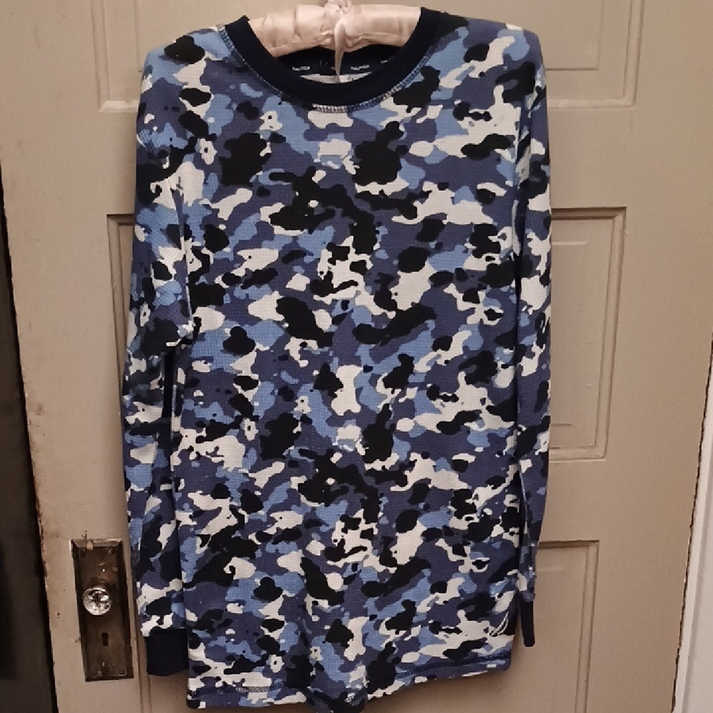 Nautica blue camouflage long sleeve shirt